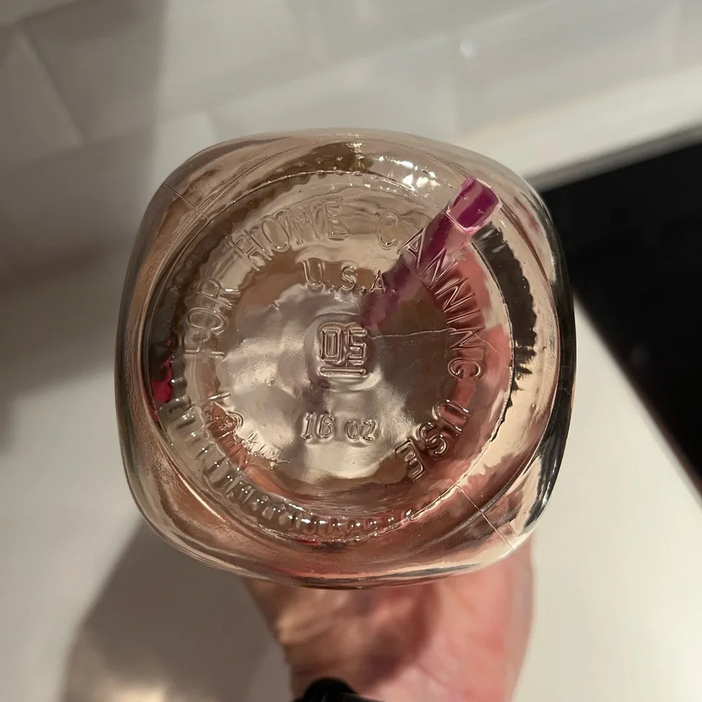 Pioneer Woman Rosewater Glass Mason Jar & Straw